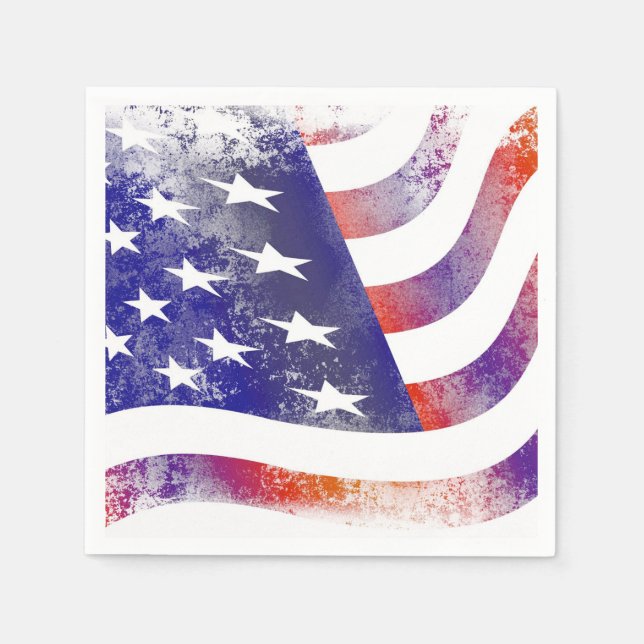 Serviette En Papier Grunge patriotique flottante drapeau américain, Ol (Devant)