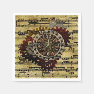 Serviette En Papier Grunge Steampunk Horloges et engrenages