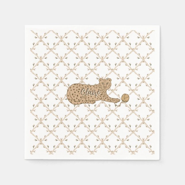 Serviette En Papier Guépard et bambou (Devant)