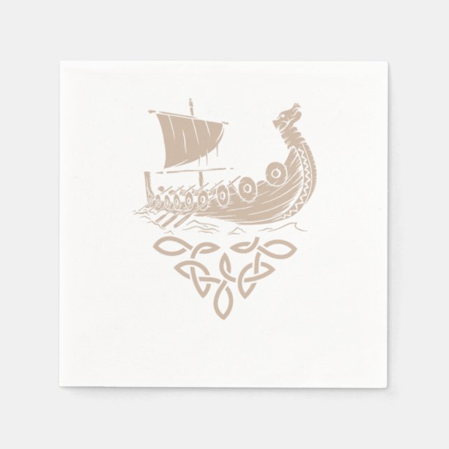 Serviette En Papier Guerrier Norse Mythologie Viking Ship Valhalla Cad (Devant)