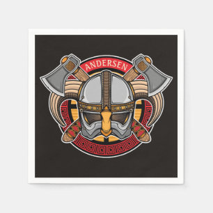 Serviette En Papier Guerrier Viking Nordique ADD NOM Hache Norroise No