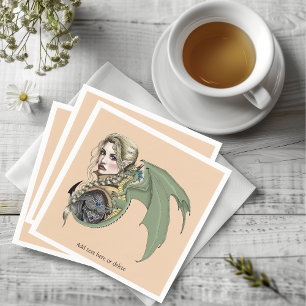 Serviette En Papier Guerrière elfe dragon fantaisie magique médiévale
