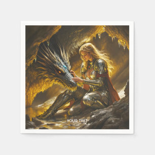 Serviette En Papier Guerrière féminine dragon mignonne de fantaisie