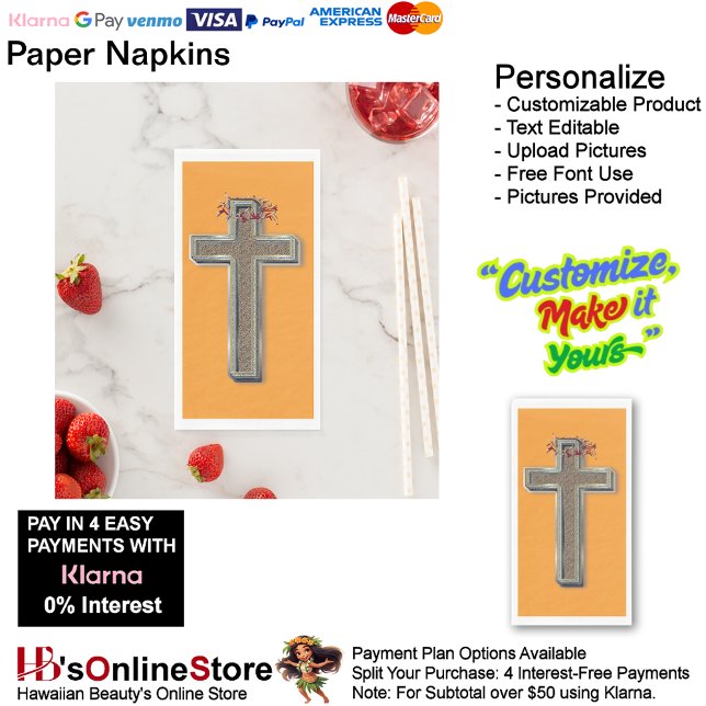Serviette En Papier Guest towel Paper Napkins Orange Background (Cross Biblical Faith Religion Orange Background Paper Guest Towels.)