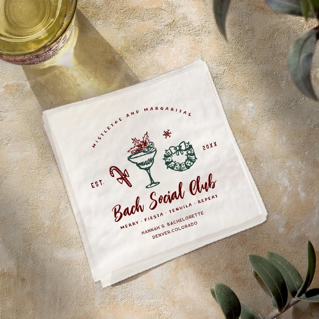 Serviette En Papier Gui de chêne et Margaritas | Noël entre célibatair (Créateur téléchargé)