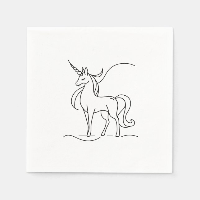 Serviette En Papier Guide pas à pas pour dessiner une licorne (Devant)