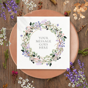 Serviette En Papier Guirlande de feuillage de verdure florale de lavan