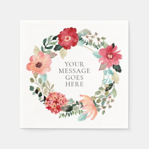 Serviette En Papier Guirlande de feuillage de verdure florale personna