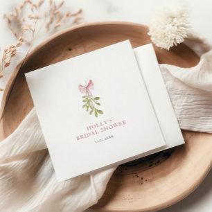 Serviette En Papier Guirlande de gui rose poudrée pour mariage
