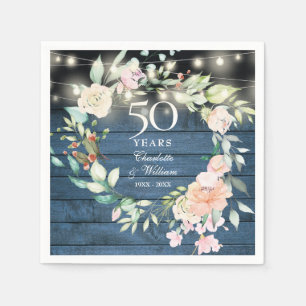 Serviette En Papier Guirlande de lumières florales pour le 50e anniver