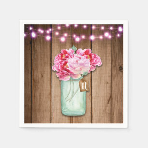 Serviette En Papier Guirlande de lumières roses et fleurs en pots Maso
