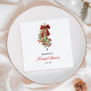 Serviette En Papier Guirlande de Noël au gui avec noeud rouge pour la
