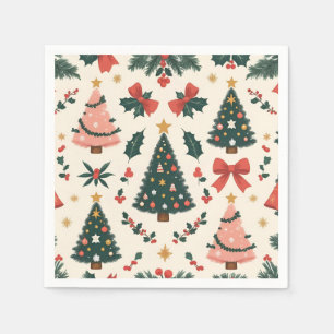 Serviette En Papier Guirlande de Noël vintage et rubans de fête