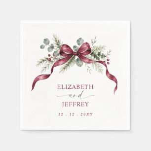 Serviette En Papier Guirlande de ruban bordeaux Noël mariage d'hiver
