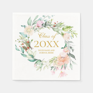 Serviette En Papier Guirlande florale à l’aquarelle élégante pour la r