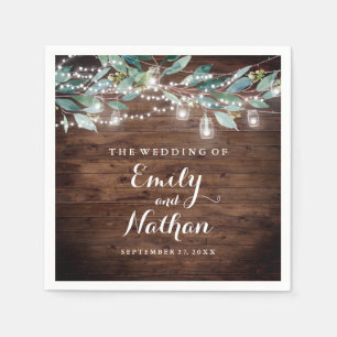 Serviette En Papier Guirlande lumineuse à feuilles rustiques Mariage