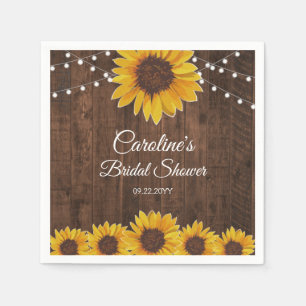 Serviette En Papier Guirlande Lumineuse de Tournesols Rustiques pour B