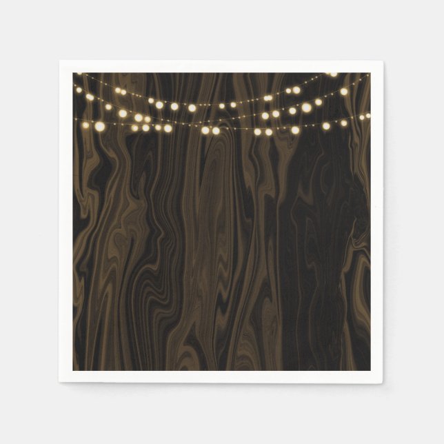 Serviette En Papier Guirlande Lumineuse en Bois Rustique Brun pour Mar (Devant)