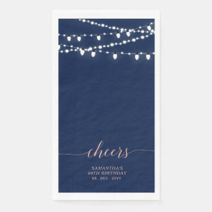 Serviette En Papier Guirlande Rose Gold et Navy Élégant "À votre santé