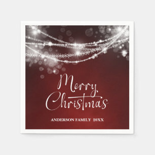 Serviette En Papier Guirlandes élégantes Bordeaux Noël