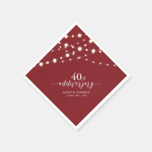 Serviette En Papier Guirlandes lumineuses   Rouge rubis 40e anniversai