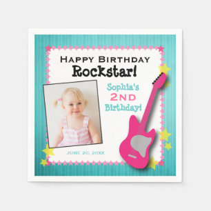 Serviette En Papier Guitar & Stars Anniversaire de Rockstar Fille