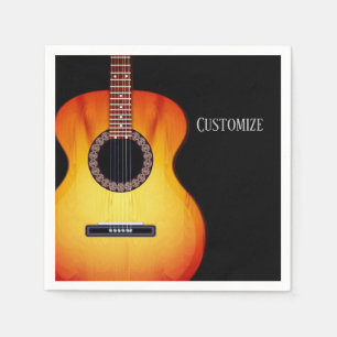 Serviette En Papier Guitare acoustique noire personnalisée