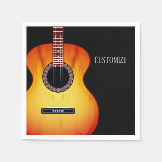 Serviette En Papier Guitare acoustique noire personnalisée (Devant)