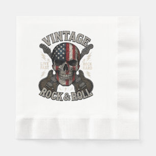 Serviette En Papier Guitare Drapeau Américain Crâne Rock Vintage Retro
