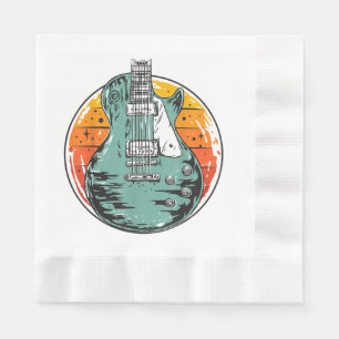 Serviette En Papier Guitare Électrique Rétro Coucher de Soleil Vintage