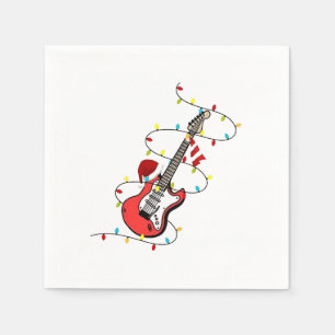 Serviette En Papier Guitare électrique Santa Claus Musique Noël Amant