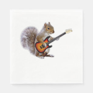 Serviette En Papier Guitare Lover   Écureuil Jouant de la guitare
