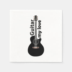 Serviette En Papier Guitare Mon Amour Guitare Fête Musicale