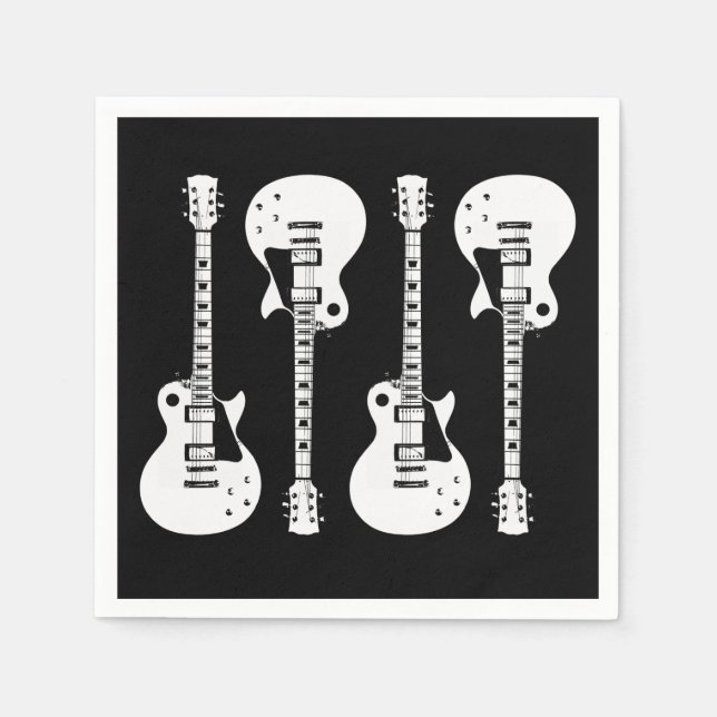 Serviette En Papier Guitares Électriques Graphique en Blanc (Devant)