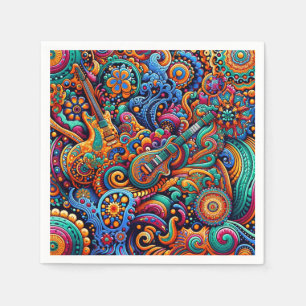 Serviette En Papier Guitares en mandala style batik