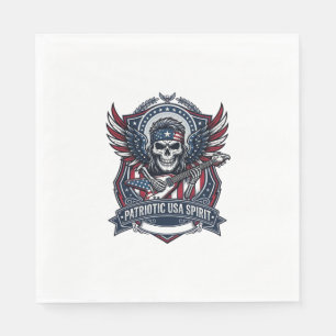 Serviette En Papier Guitariste de la Liberté Patriotique Crâne Musique