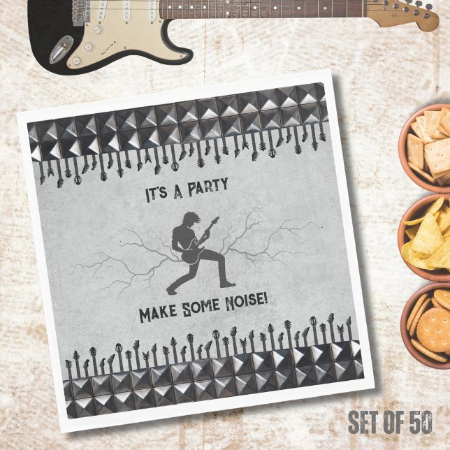 Serviette En Papier Guitariste Silver Edgy Rock and Roll Serviettes de (Get ready to shred with these awesome Rockstar party napkins)