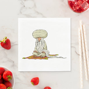 Serviette En Papier Guru Avec Une Longue Barbe