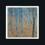 Serviette En Papier Gustav Klimt Beech<br><div class="desc">Il s'agit d'oeuvres de Gustav Klimt, Beech Grove 1, 1902. Les oeuvres d'art dépeignent une forêt dense de grands bouleaux, minces, aux troncs pâles marqués par des lignes verticales foncées. Le feuillage est dépeint dans les tons bleu, vert et jaune, ajoutant un sens de profondeur et de vibrations à la...</div>