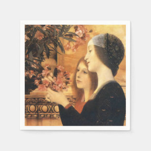 Serviette En Papier Gustav Klimt-Deux filles avec une Oleander   Vinta