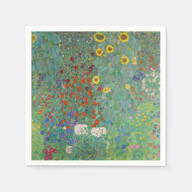 Serviette En Papier Gustav Klimt - Jardin de campagne avec tournesols (Devant)