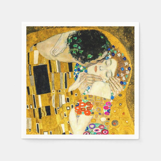 Serviette En Papier Gustav Klimt Kiss / Valentine's Day Romantic Art (Devant)