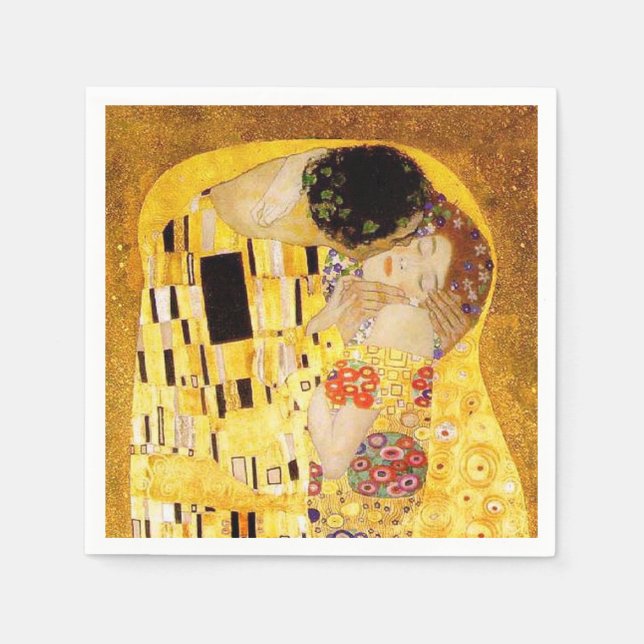 Serviette En Papier Gustav Klimt La Peinture Classique Du Kiss (Devant)