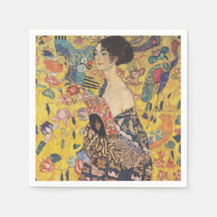 Serviette En Papier Gustav Klimt-Lady avec ventilateur  