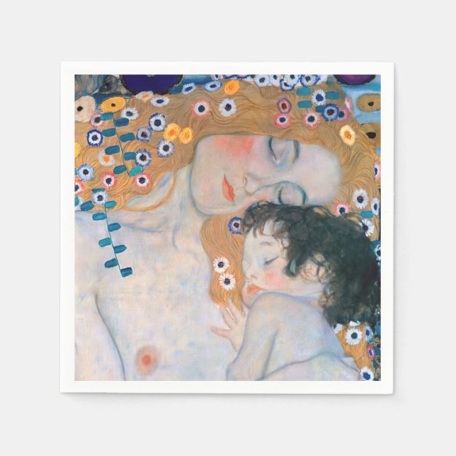 Serviette En Papier Gustav Klimt - Mère et Enfant (Devant)