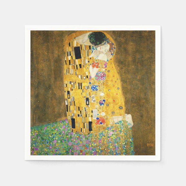 Serviette En Papier Gustav Klimt The Kiss Vintage (Devant)