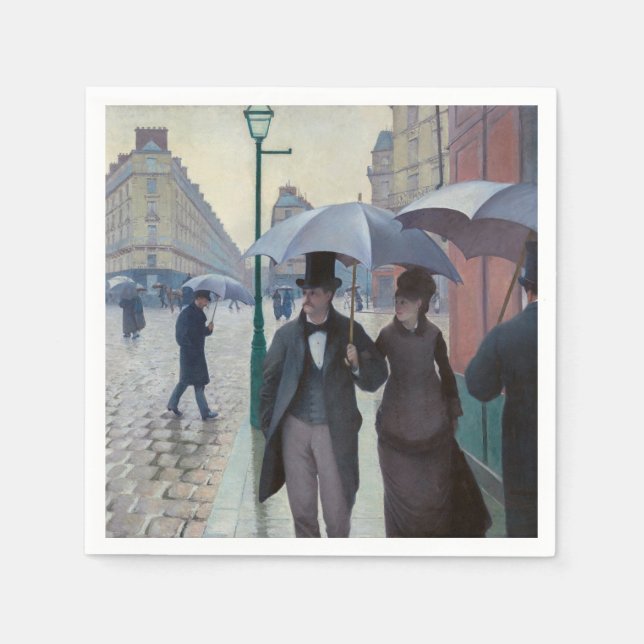 Serviette En Papier Gustave Caillebotte - Rue de Paris ; Temps de plui (Devant)