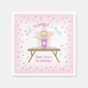 Serviette En Papier Gymnaste Blonde Gymnastique Jump Anniversaire