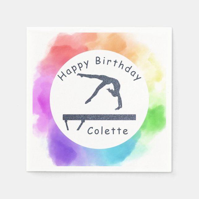 Serviette En Papier Gymnastique Balayage de l'équilibre d'anniversaire (Devant)