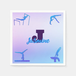 Serviette En Papier Gymnastique féminine Monogramme bleu violet person